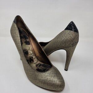 Sam Edelman Yasmine Platform 4.5 inch Heel Gold Size 8 (WS028)